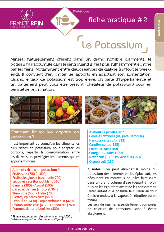 Fiche pratique France Rein #2 - Le Potassium