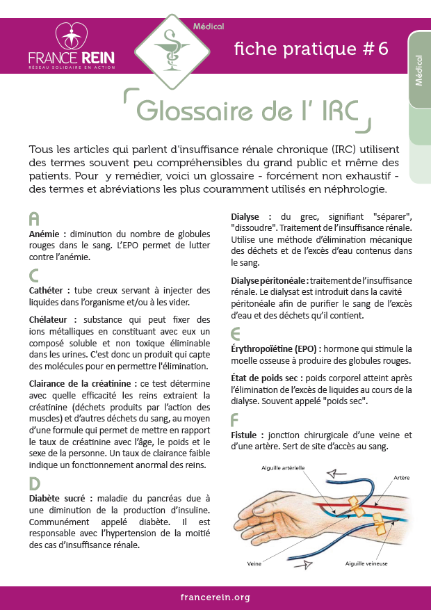 Fiche pratique France Rein #6 - Glossaire IRC