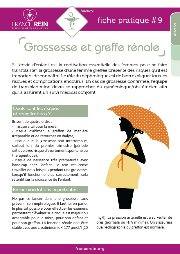 Fiche pratique France Rein #9 - Grossesse et greffe rénale