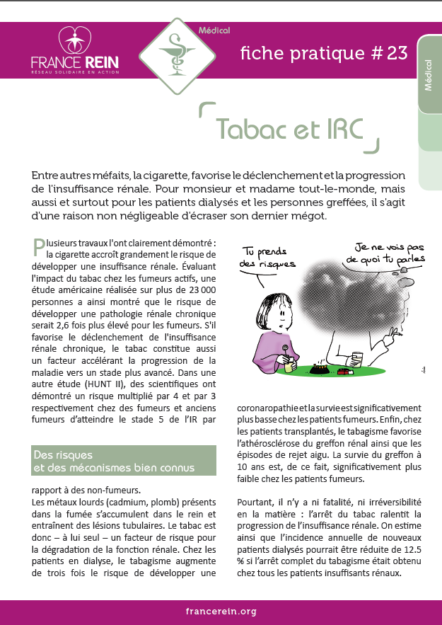 Fiche pratique France Rein #23 - Tabac et IRC