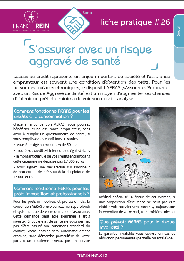 Fiche pratique France Rein #26 - S'assurer avec un risque aggravé de santé