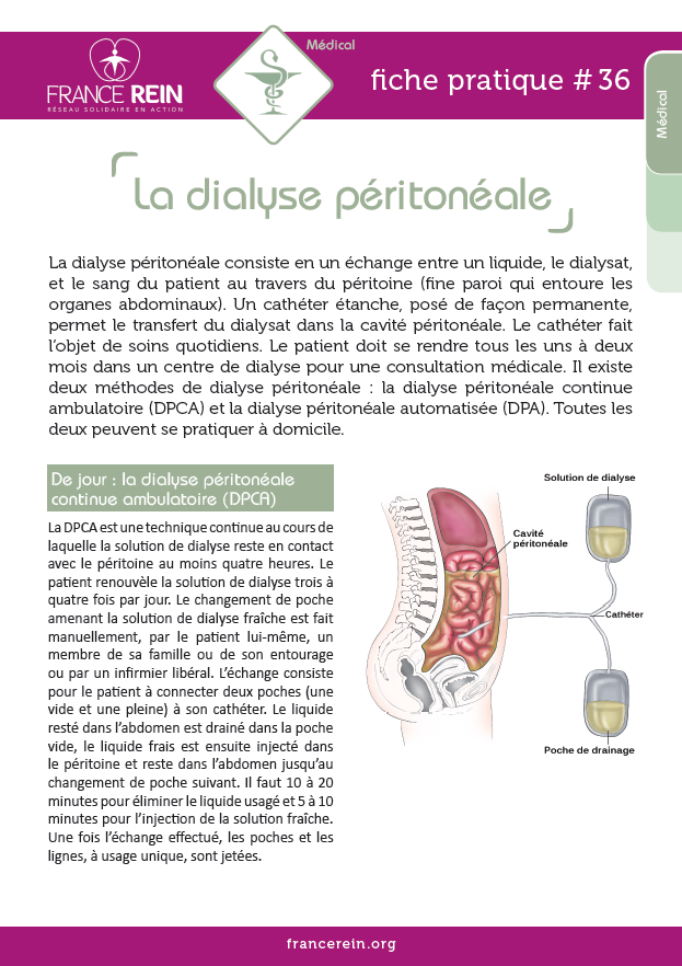 Fiche pratique France Rein #36 - La dialyse péritonéale
