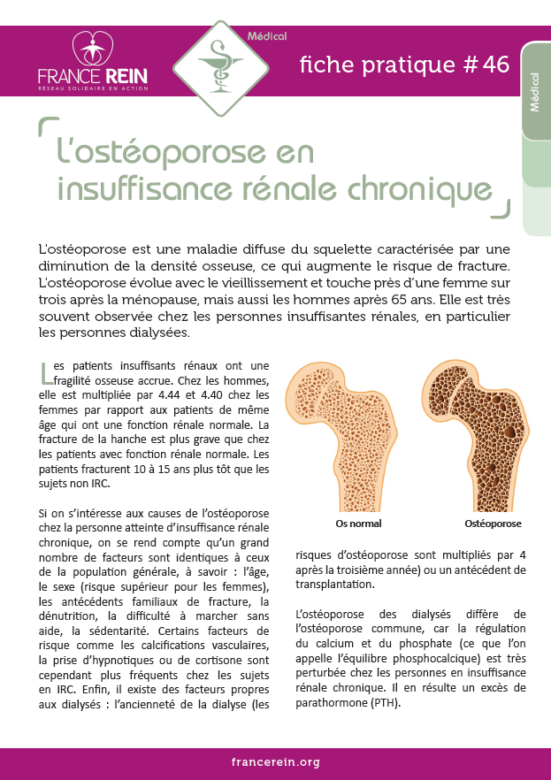 Fiche pratique France Rein #46 - L'ostéoporose en IRC