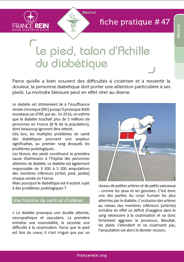 Fiche pratique France Rein #47 - Le pied talon d'Achile du diabetique