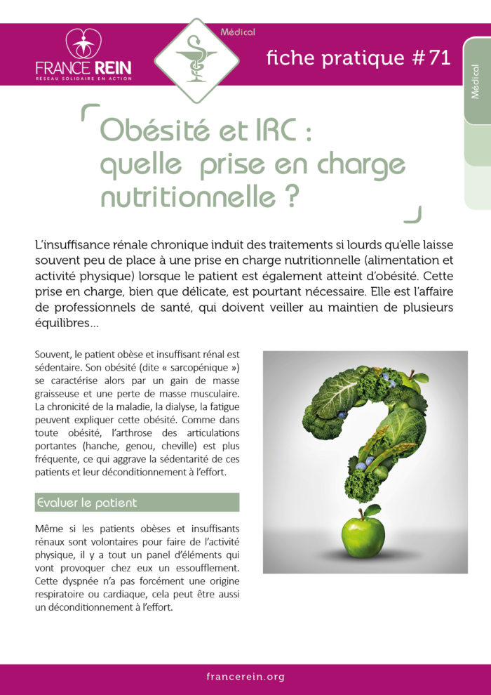 Fiche pratique France Rein #71 - Obésité et IRC, quelle prise en charge nutritionnelle