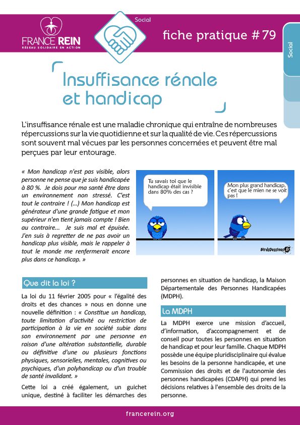 Fiche pratique France Rein #79 - Insuffisance rénale et handicap