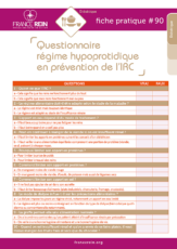 Fiche pratique France Rein #90 - Questionnaire régime hypoprotéique et précautions alimentaires