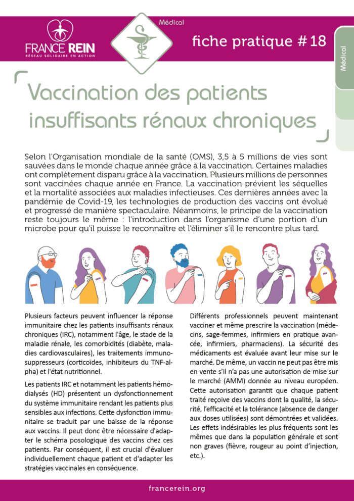 Fiche pratique France Rein #18 - Vaccination