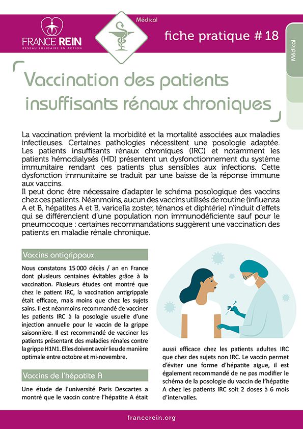 Fiche pratique France Rein #18 - Vaccination