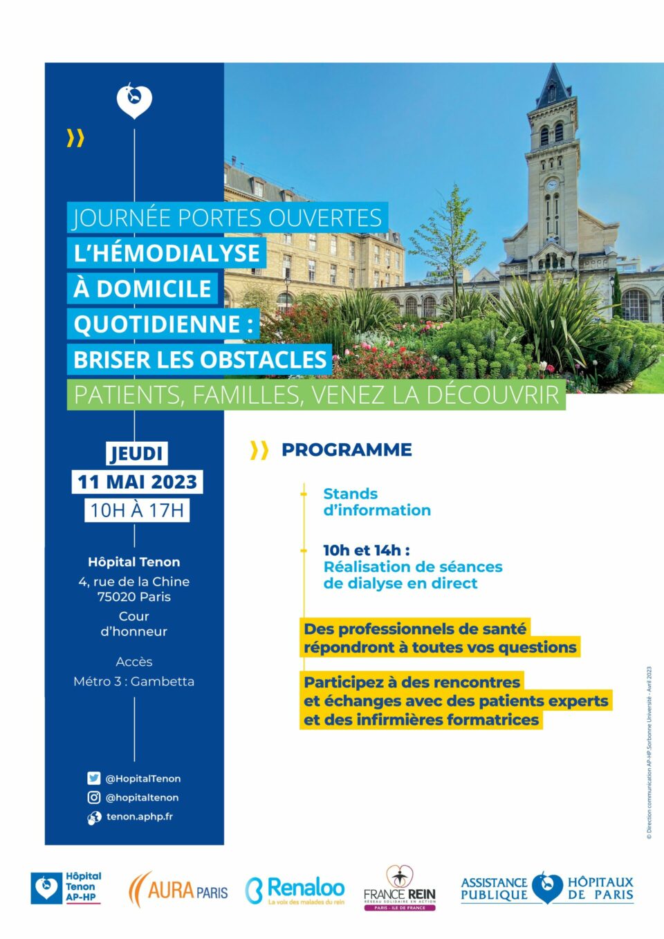 Affiche dialyse HDQ Portes ouvertes Tenon