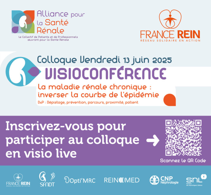 Visuel inscription pour assister en visioconférence live, au colloque de l'Alliance pour la Santé Rénale, le vendredi 13 juin 2025